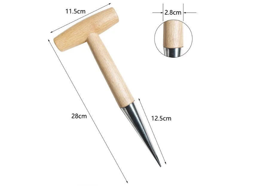 1pc Sowing, transplanting, and topdressing tools, stainless steel and wooden handle hole digger
