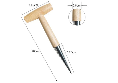1pc Sowing, transplanting, and topdressing tools, stainless steel and wooden handle hole digger